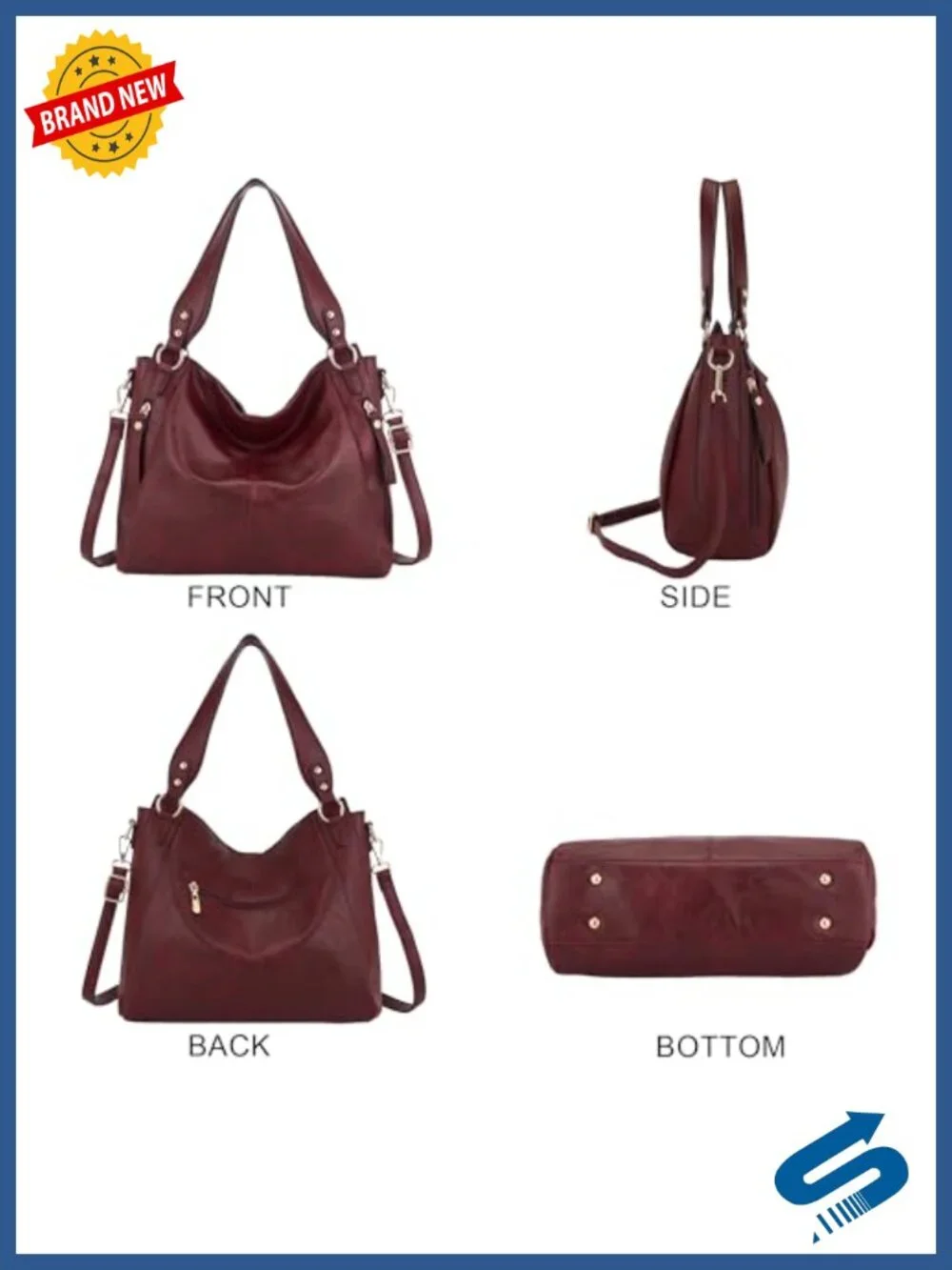 Women's Hobo Handbags & Wallet Set Faux Leather Tote Shoulder Bag 2pc
